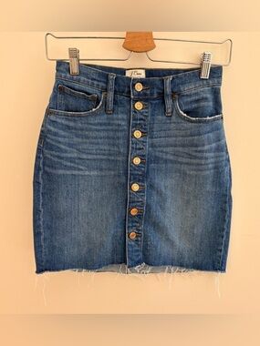 J. Crew Denim Cut-Off Button Down Skirt